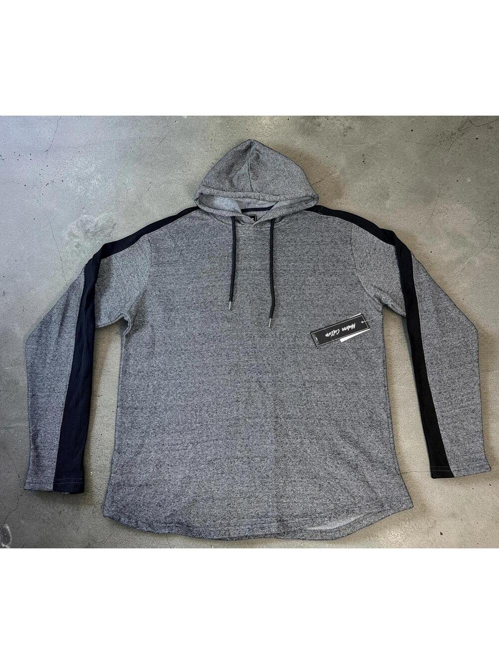 Men's Gray Hoodie with Black Sleeve Stripes